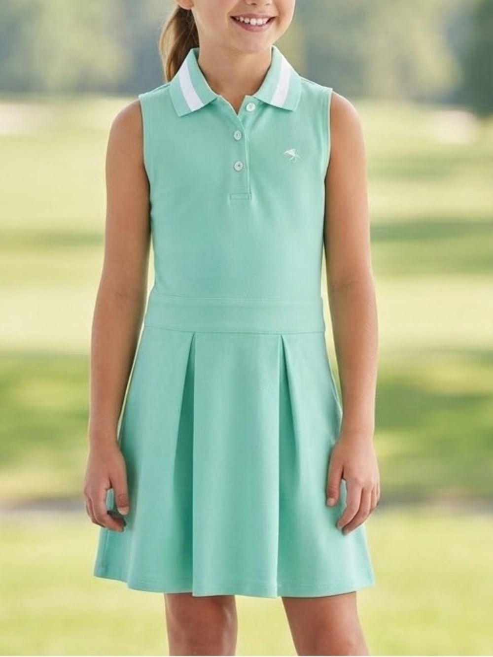 Tommy Bahama Mint Green Sleeveless Polo Dress with White Collar